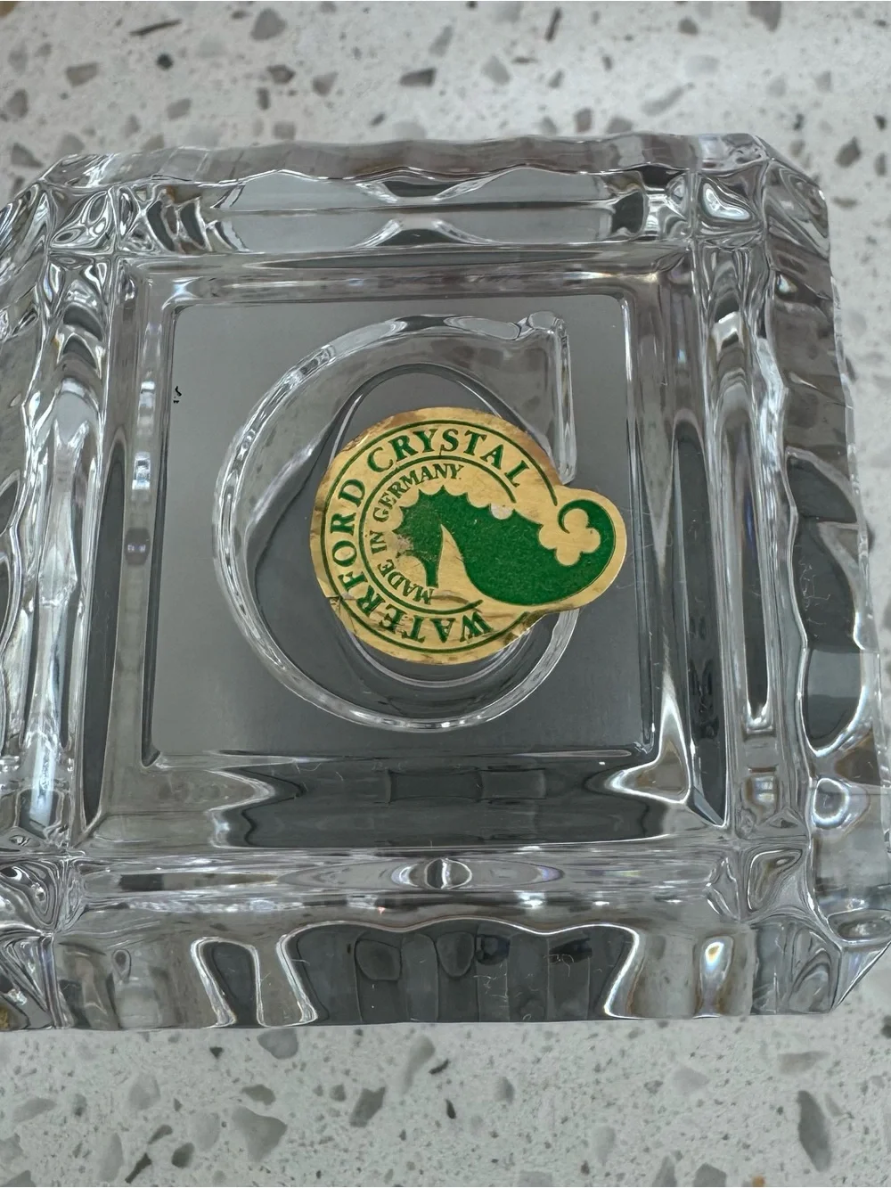 Waterford Crystal Gold Accent Desk Clock - Clear Crystal
